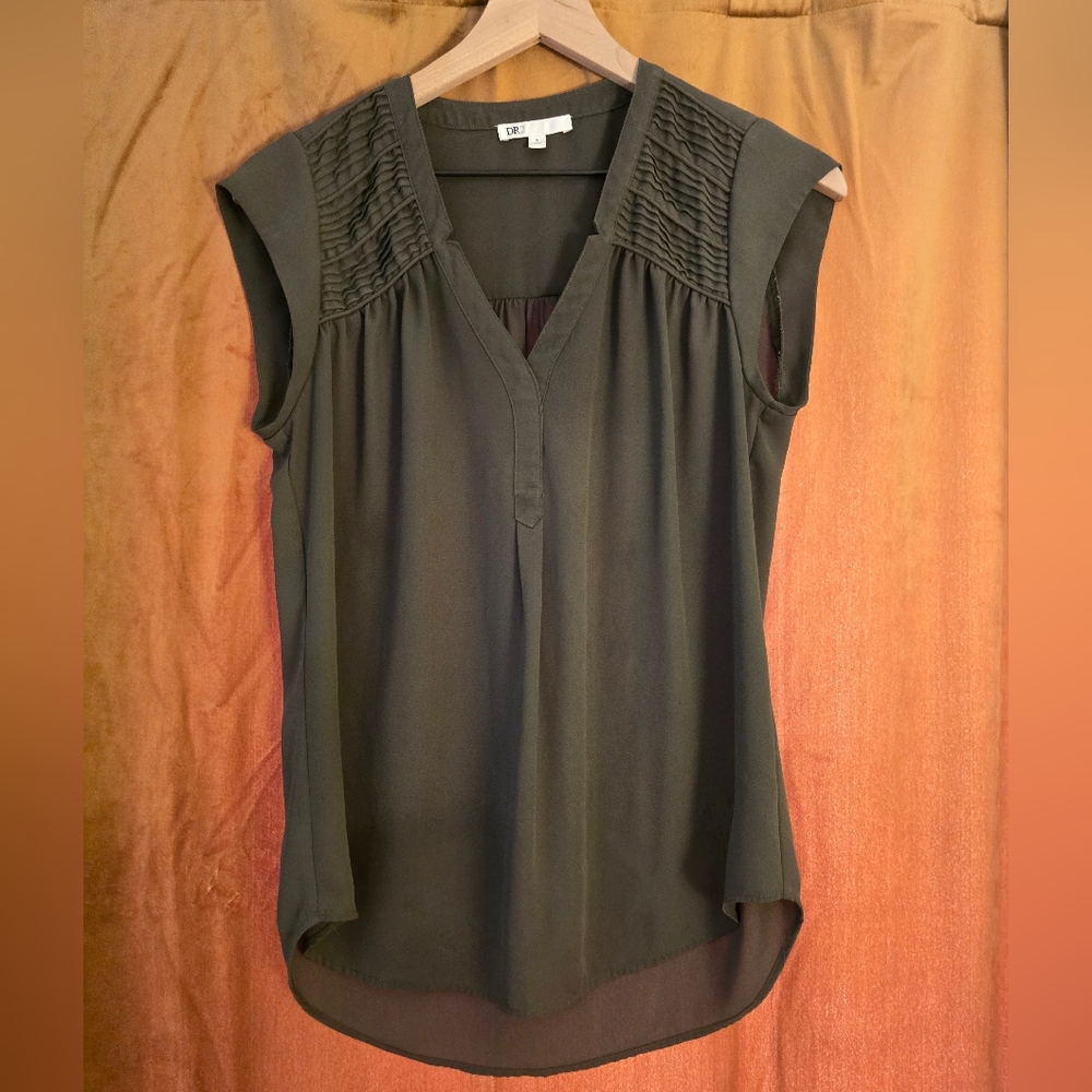 Cap Sleeve Dark Green Blouse